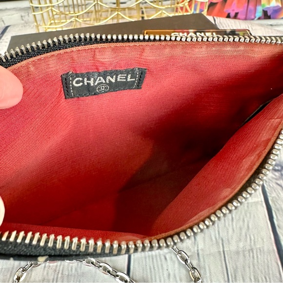 CHANEL black nylon pouch crossbody with chain, bag charm and authenticit⦠- Picture 7 of 12